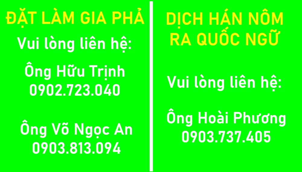 DỊCH VỤ LÀM GIA PHẢ - DỊCH HÁN NÔM RA QUỐC NGỮ